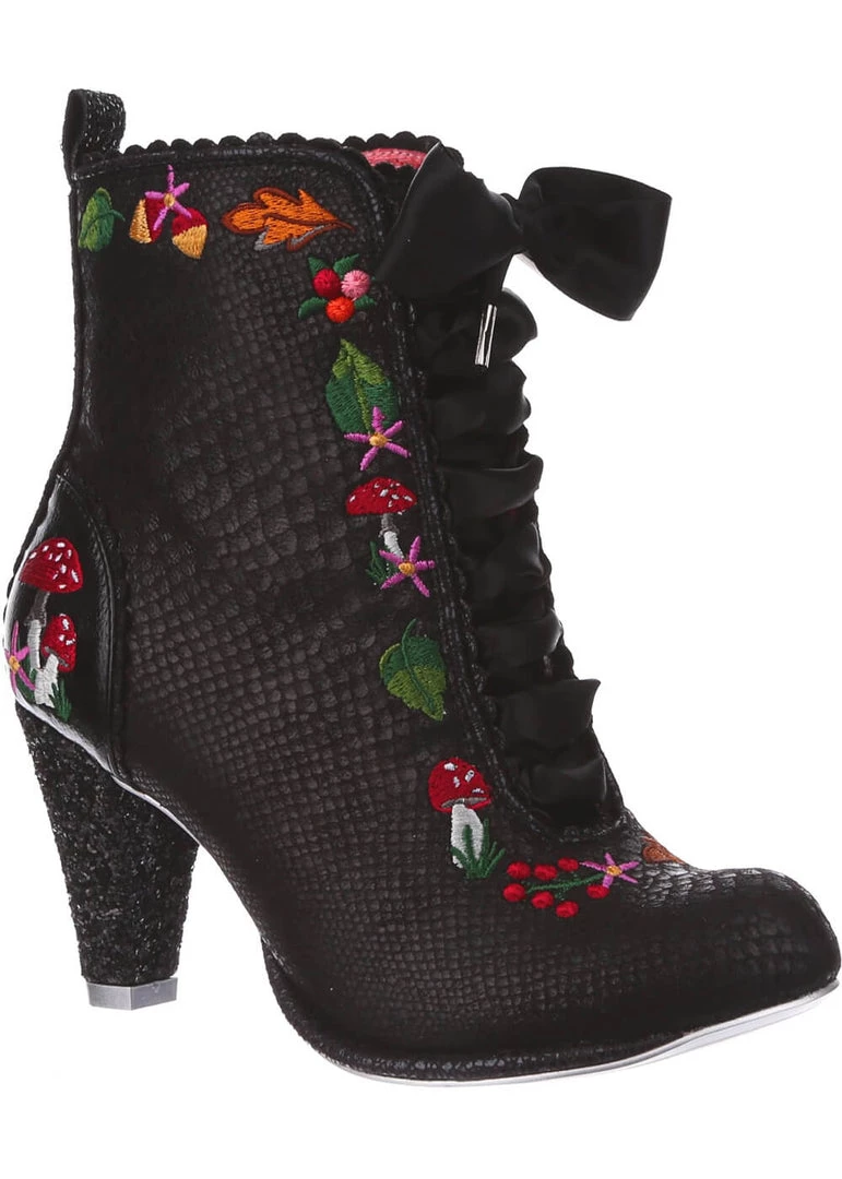 New In Irregular Choice Woodland Wander 40's Boots Black
