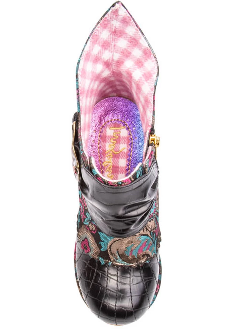 Irregular Choice Miaow Cat Floral Boots Black New In