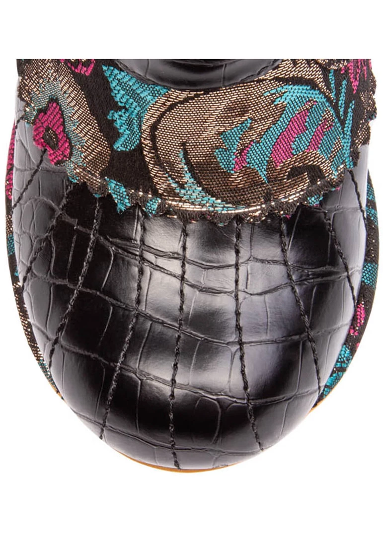 Irregular Choice Miaow Cat Floral Boots Black New In