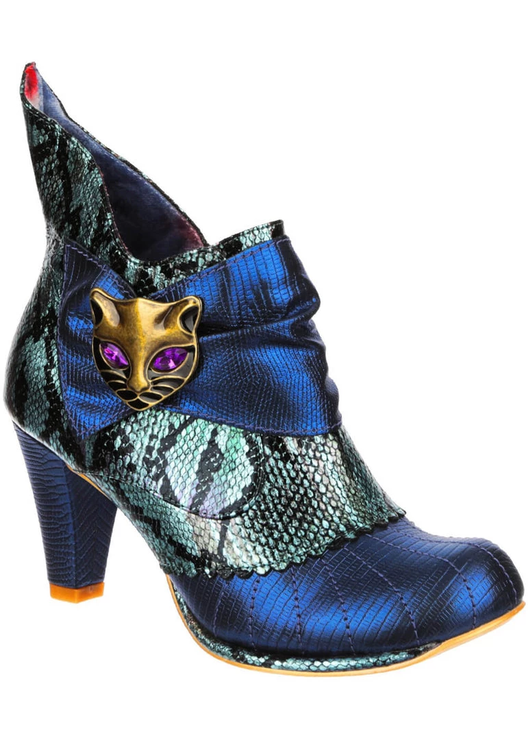 Irregular Choice Miaow Cat 70's Boots Blue Mint New In
