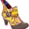 New In Irregular Choice Miaow Cat 70's Boots Yellow Multi