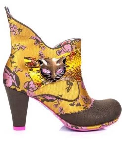 New In Irregular Choice Miaow Cat 70's Boots Yellow Multi