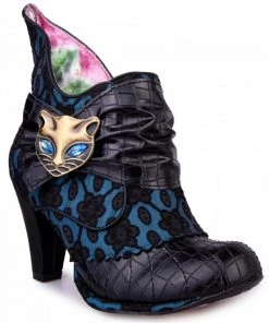 Irregular Choice Miaow Cat 70's Boots Black Blue New In