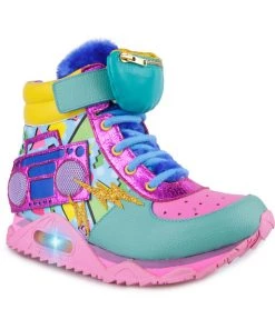 Irregular Choice Boombox Bestie 80's High Top Sneakers Pink Green