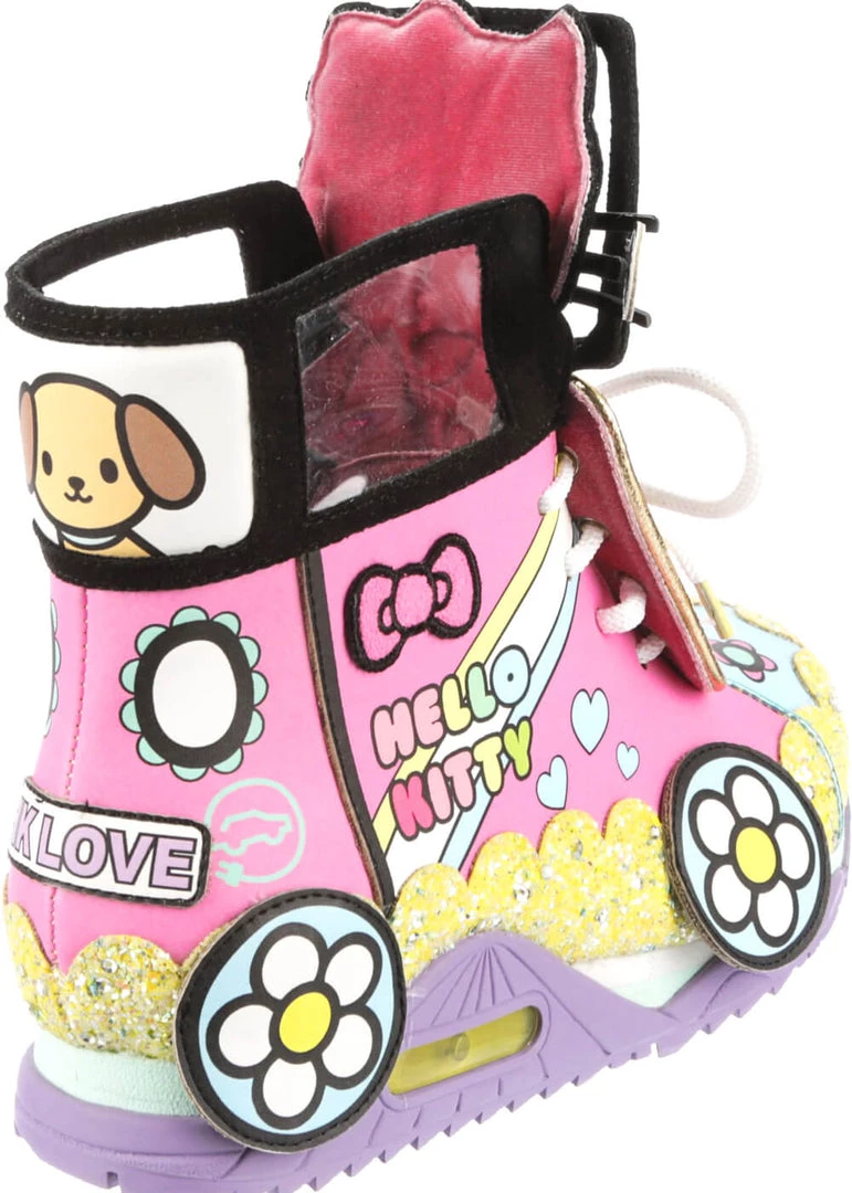 Irregular Choice X Hello Kitty A World Of Happiness High Top Sneakers Pink New In