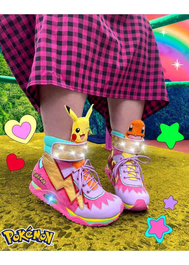 Irregular Choice Pokémon Flames And Bolts High Tops Sneakers Pink New In