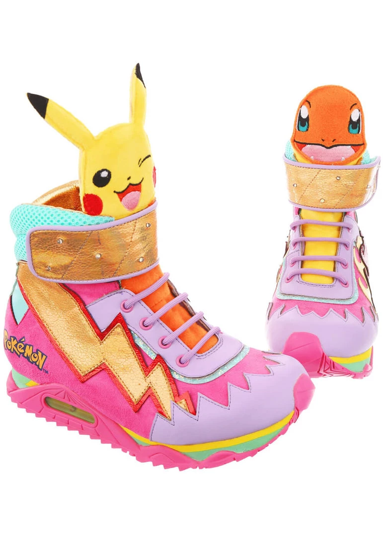 Irregular Choice Pokémon Flames And Bolts High Tops Sneakers Pink New In