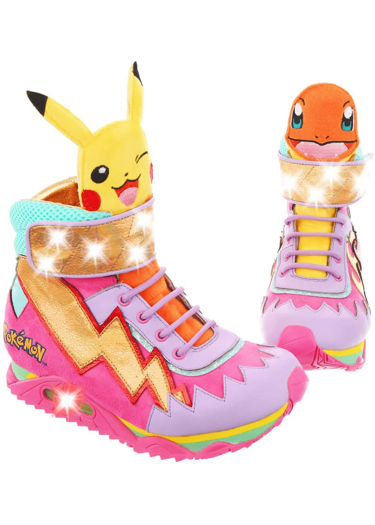 Irregular Choice Pokémon Flames And Bolts High Tops Sneakers Pink New In