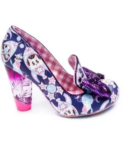 Irregular Choice Oz Space Cats Pumps Navy Blue