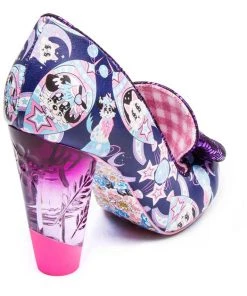 Irregular Choice Oz Space Cats Pumps Navy Blue