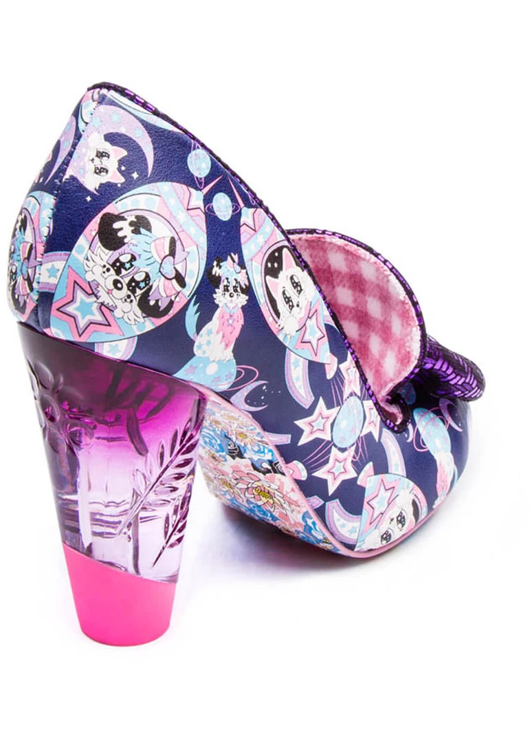 Irregular Choice Oz Space Cats Pumps Navy Blue