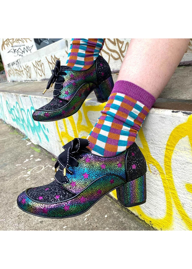 New In Irregular Choice Supernova Stars 60's Pumps Black