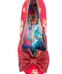 Irregular Choice Nick Of Time Floral 50's Pumps Red Gold