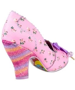 New In Irregular Choice Tied In A Bow 50's Rainbow Pumps Pink