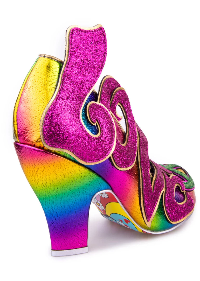 Irregular Choice Choose Love Peace 60's Pumps Pink New In
