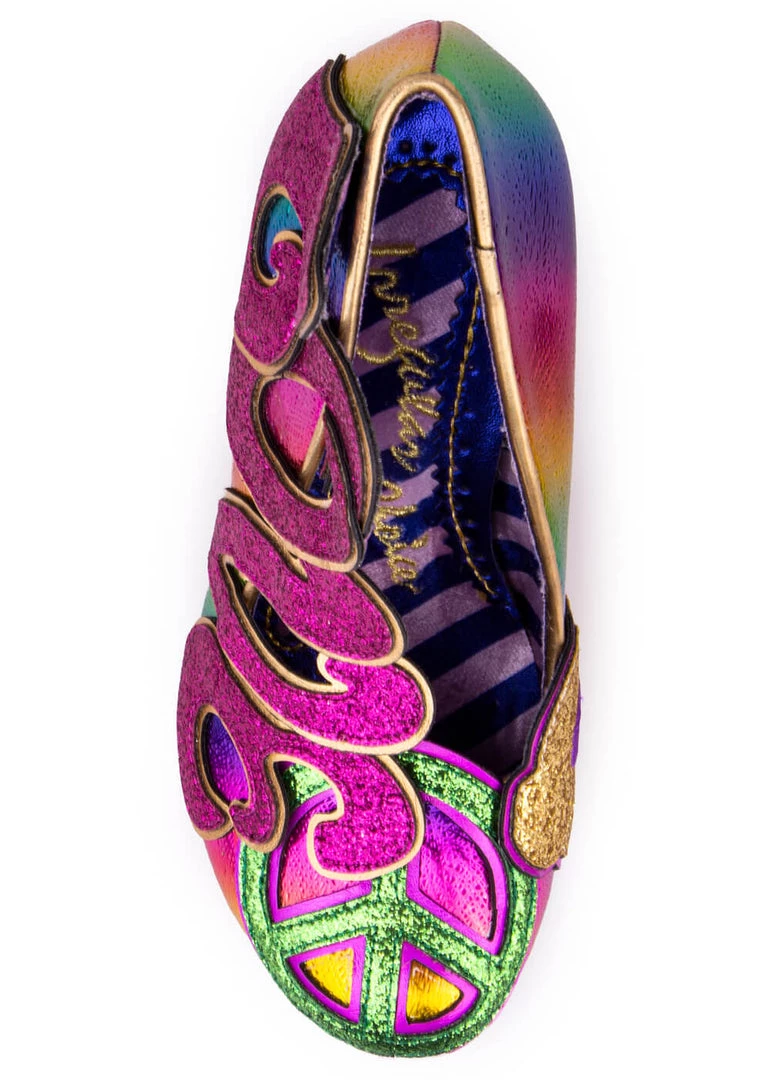 Irregular Choice Choose Love Peace 60's Pumps Pink New In
