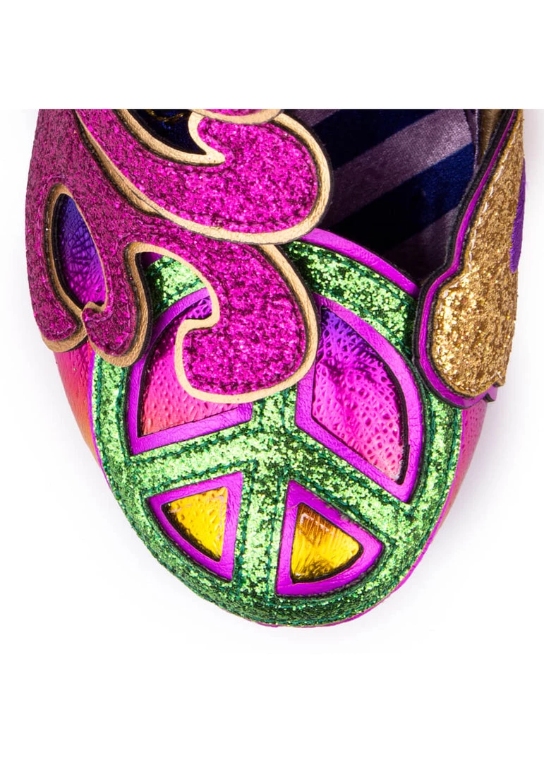 Irregular Choice Choose Love Peace 60's Pumps Pink New In