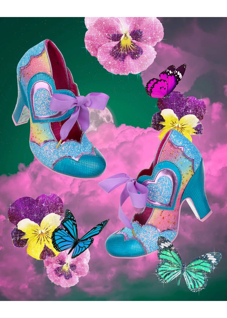 Irregular Choice Right On Heart 50's Pumps In Aqua