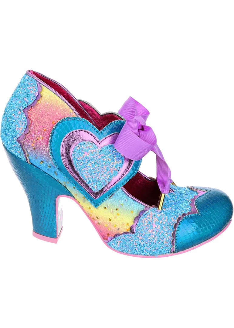 Irregular Choice Right On Heart 50's Pumps In Aqua
