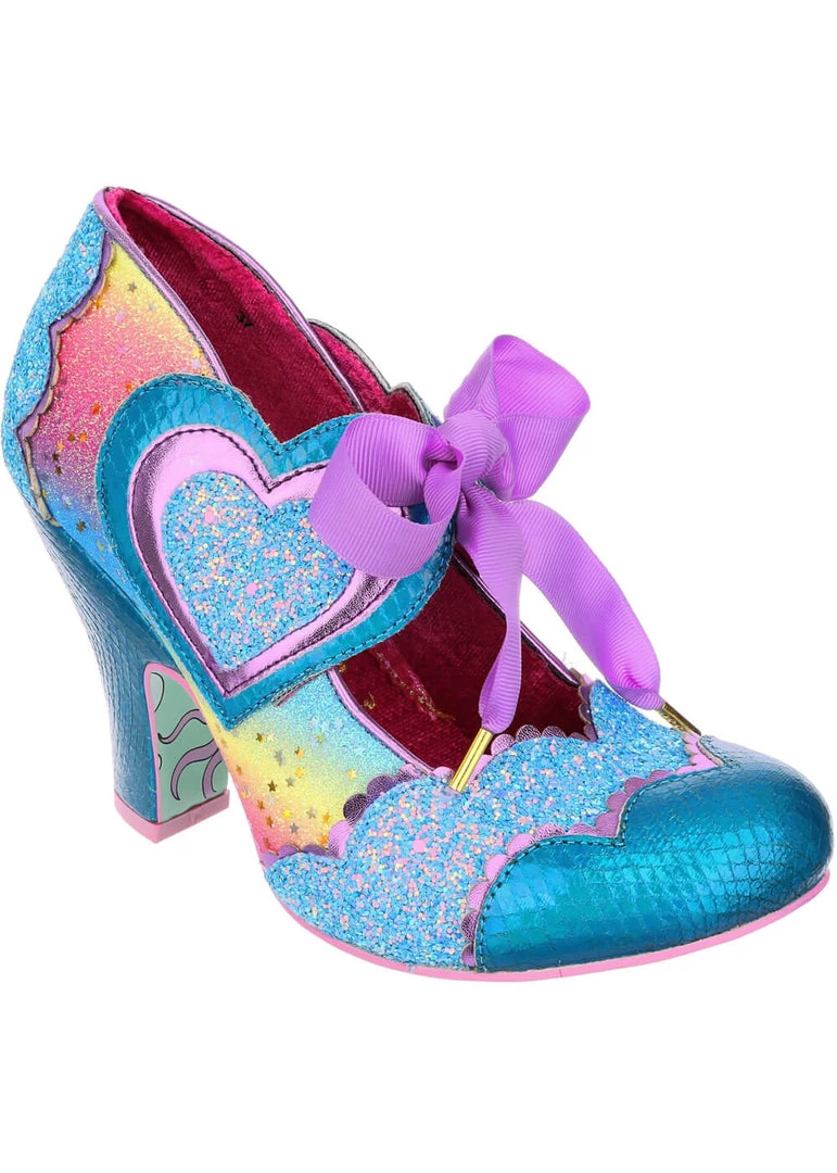 Irregular Choice Right On Heart 50's Pumps In Aqua