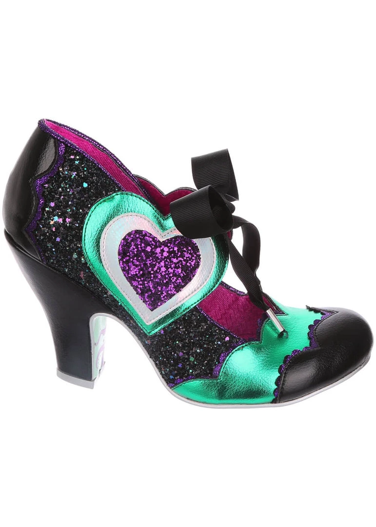 New In Irregular Choice Right On Heart 50's Pumps Black