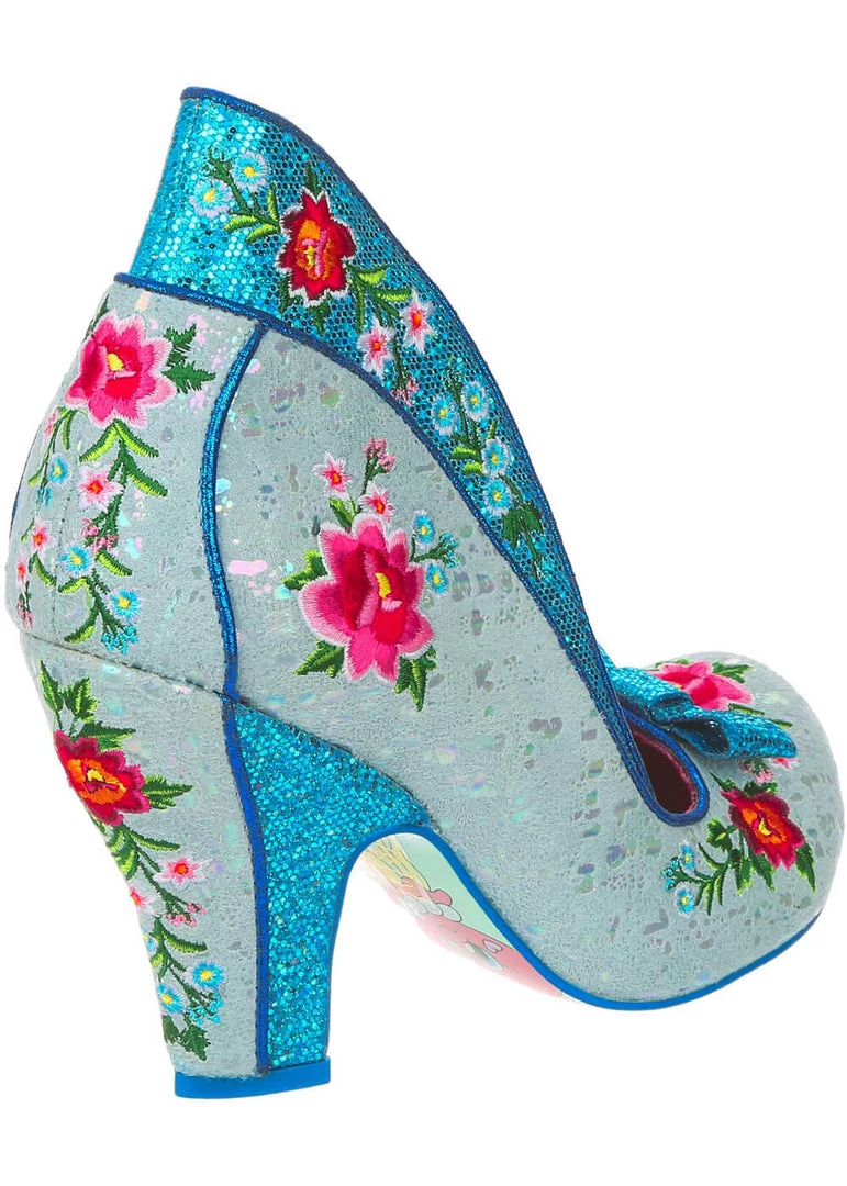 New In Irregular Choice Fancy Folk Pumps In Blue