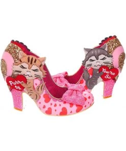 New In Irregular Choice Smitten Kittens Cat 50's Pumps Pink