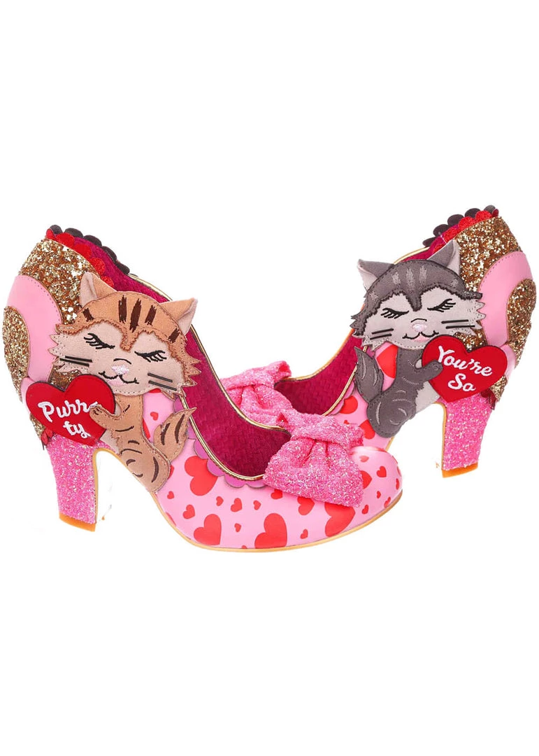 New In Irregular Choice Smitten Kittens Cat 50's Pumps Pink