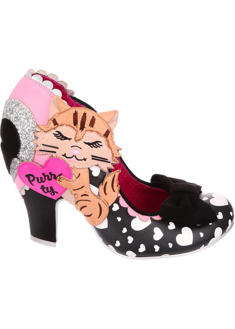 New In Irregular Choice Smitten Kittens Cat 50's Pumps Black
