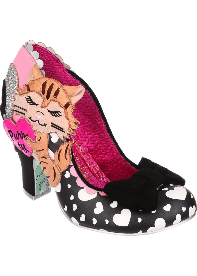 New In Irregular Choice Smitten Kittens Cat 50's Pumps Black