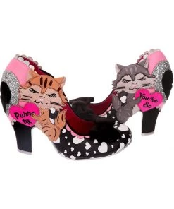 New In Irregular Choice Smitten Kittens Cat 50's Pumps Black