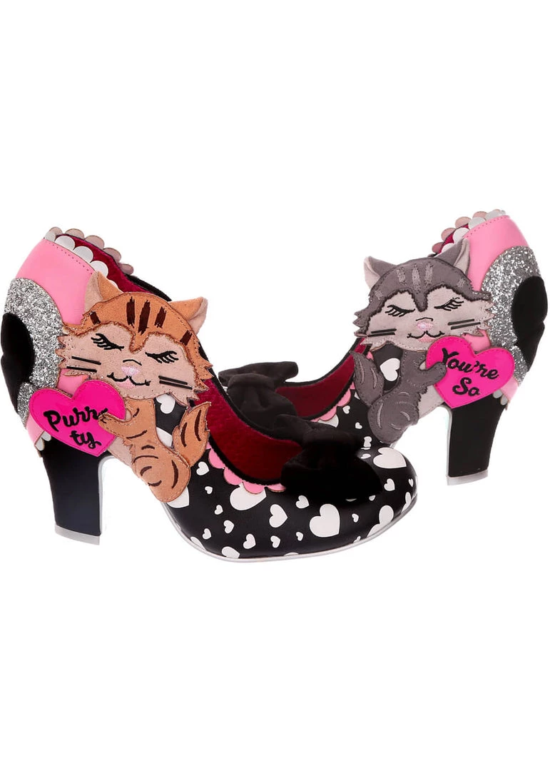 New In Irregular Choice Smitten Kittens Cat 50's Pumps Black
