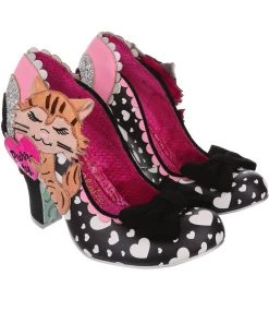 New In Irregular Choice Smitten Kittens Cat 50's Pumps Black