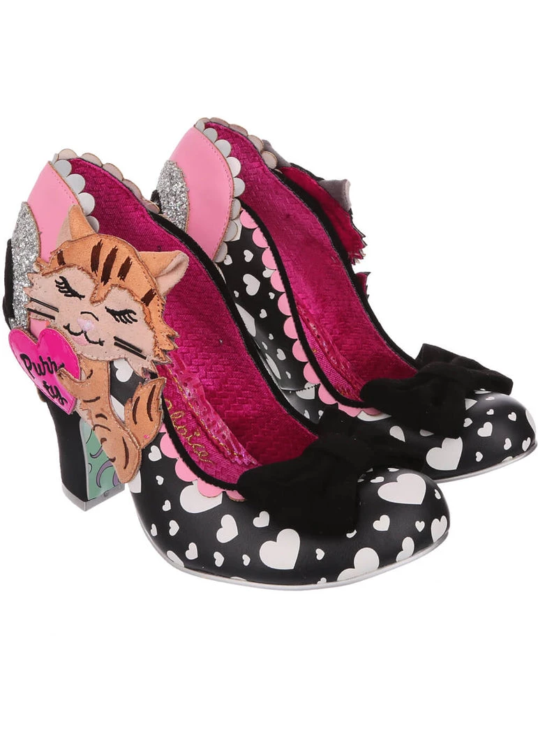 New In Irregular Choice Smitten Kittens Cat 50's Pumps Black