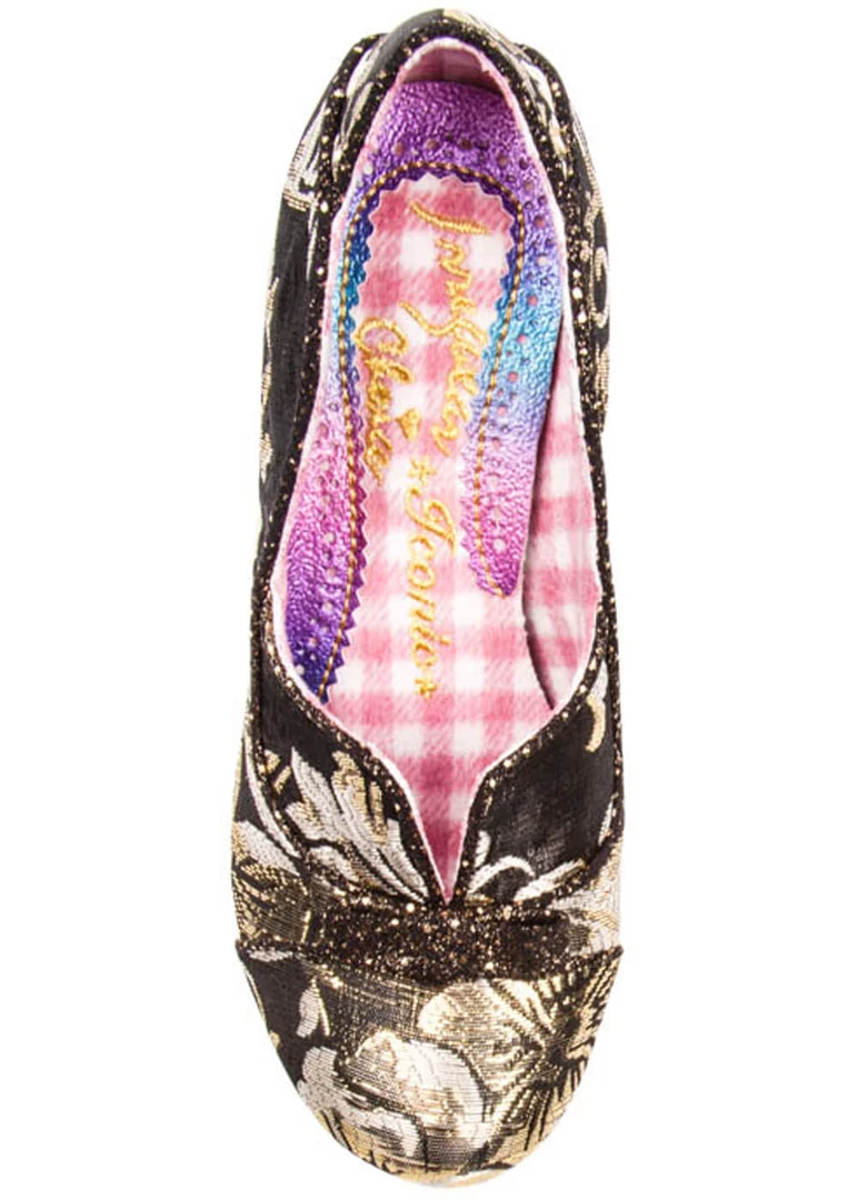 Irregular Choice Hold Up Floral Pumps Black New In