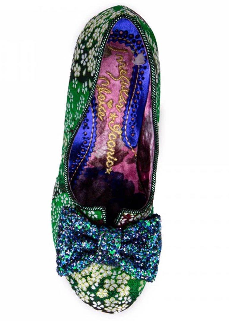 New In Irregular Choice Dazzle Razzle Floral 40's Pumps Green
