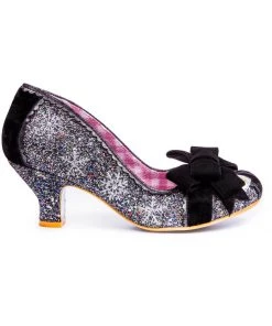 New In Irregular Choice Party Snow Queen 50's Pumps Black Silver