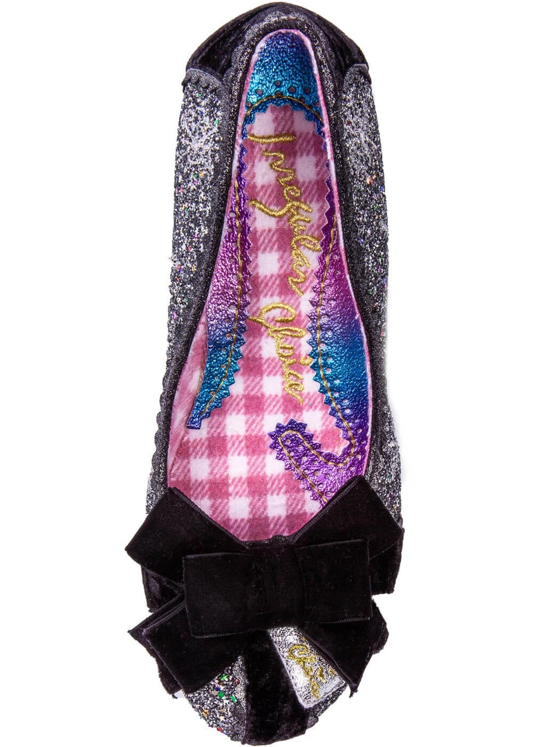 New In Irregular Choice Party Snow Queen 50's Pumps Black Silver