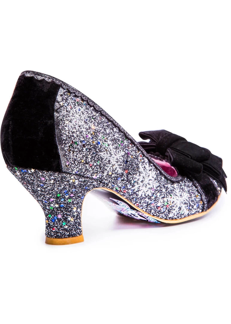 New In Irregular Choice Party Snow Queen 50's Pumps Black Silver