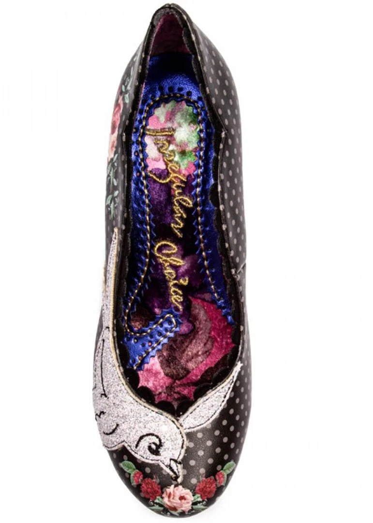 Irregular Choice Fly Free Swallow 50's Pumps Black