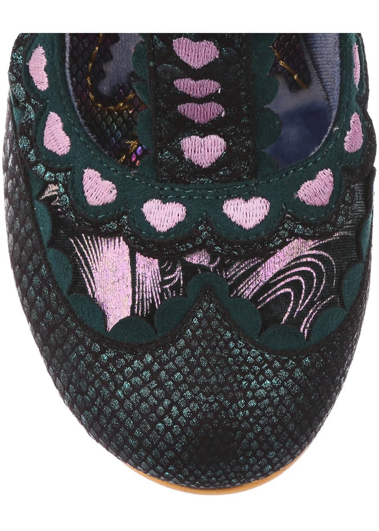 Irregular Choice Serendipity Hearts 50's Pumps Green New In