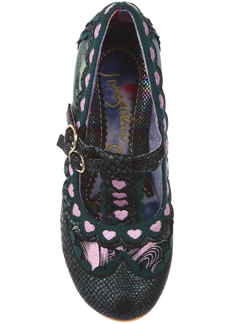 Irregular Choice Serendipity Hearts 50's Pumps Green New In