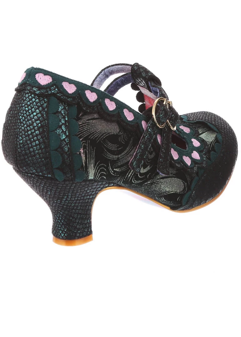 Irregular Choice Serendipity Hearts 50's Pumps Green New In