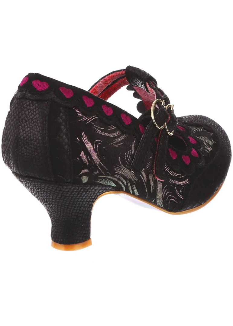 Irregular Choice Serendipity Hearts 50's Pumps Black New In