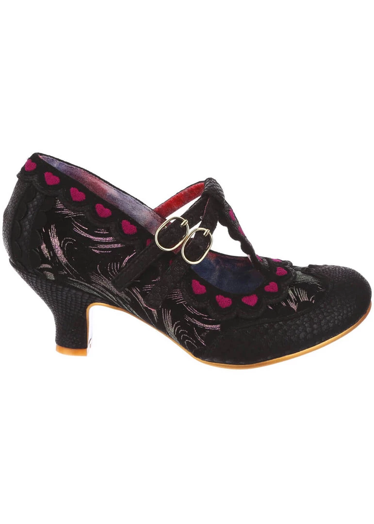 Irregular Choice Serendipity Hearts 50's Pumps Black New In