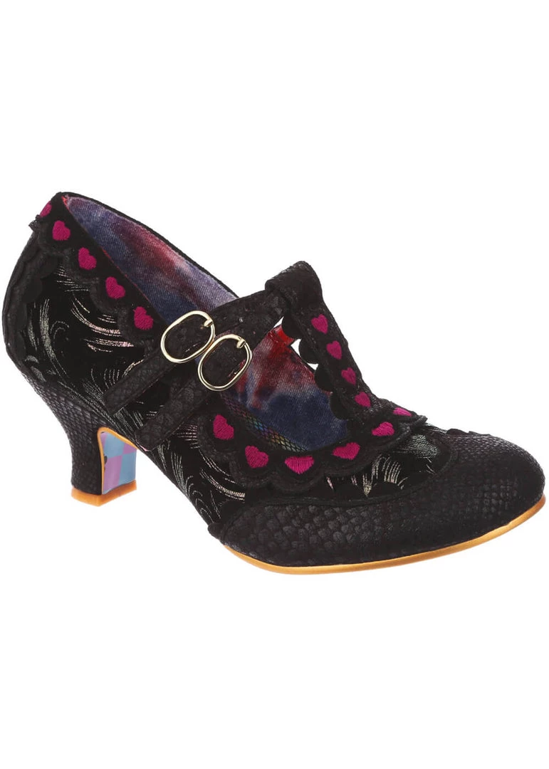 Irregular Choice Serendipity Hearts 50's Pumps Black New In