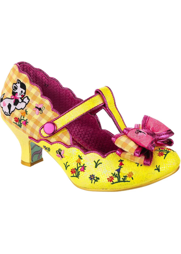 Irregular Choice Catching Butterflies Cat Pumps Yellow