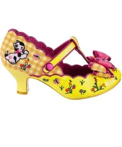 Irregular Choice Catching Butterflies Cat Pumps Yellow