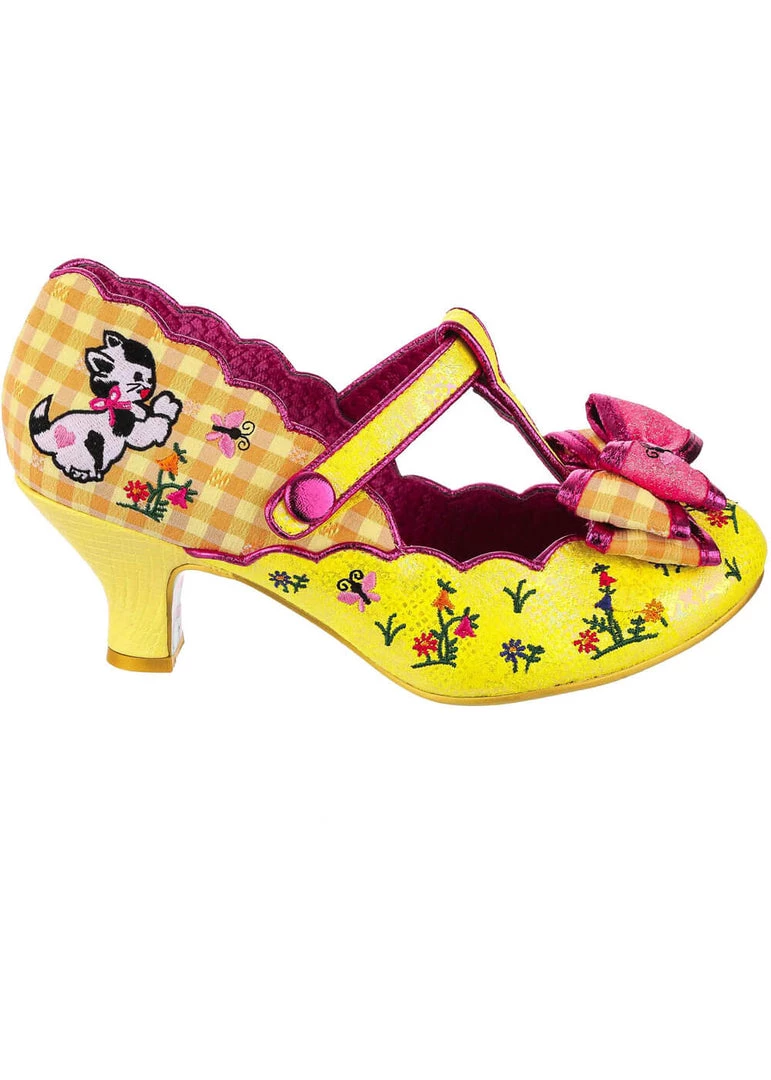 Irregular Choice Catching Butterflies Cat Pumps Yellow