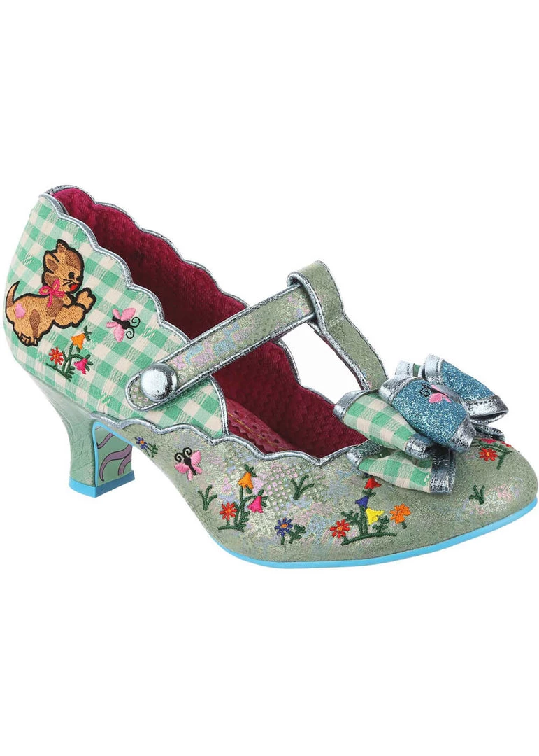 Irregular Choice Catching Butterflies Cat Pumps Green New In